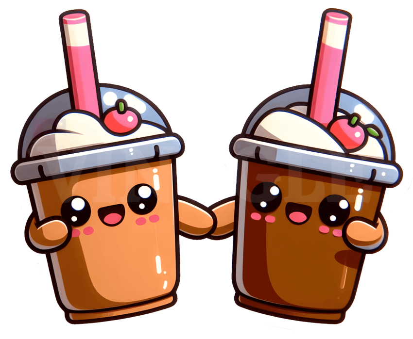 Kawaii Ice Coffee Cups Free PNG Illustration