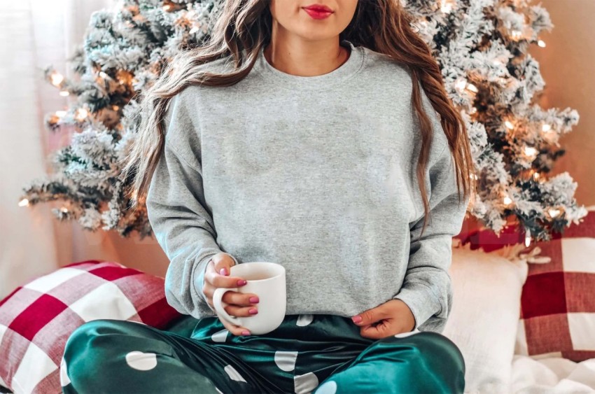 Christmas Gray Gildan 18000 Sweatshirt Free Mockup