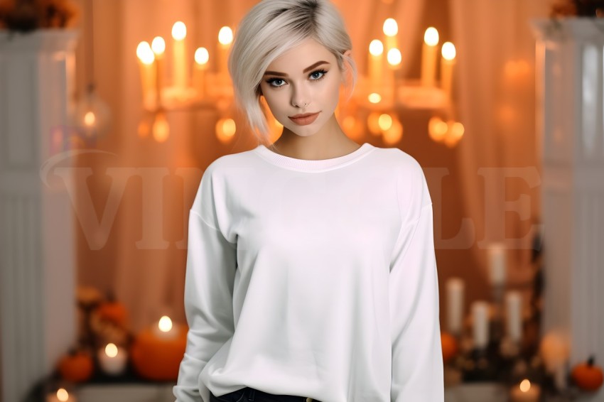 18000 Gildan White Sweatshirt Halloween Free Mockup