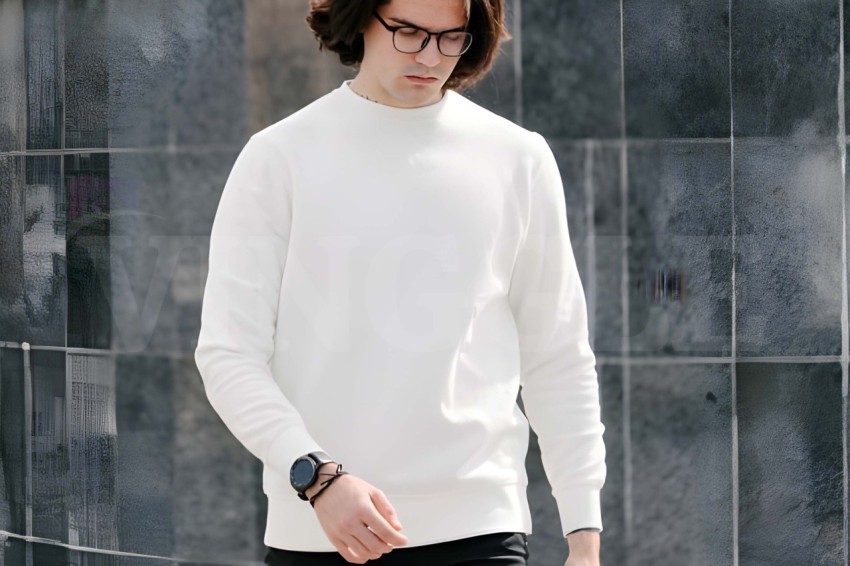 Men White Sweatshirt Free Mockup