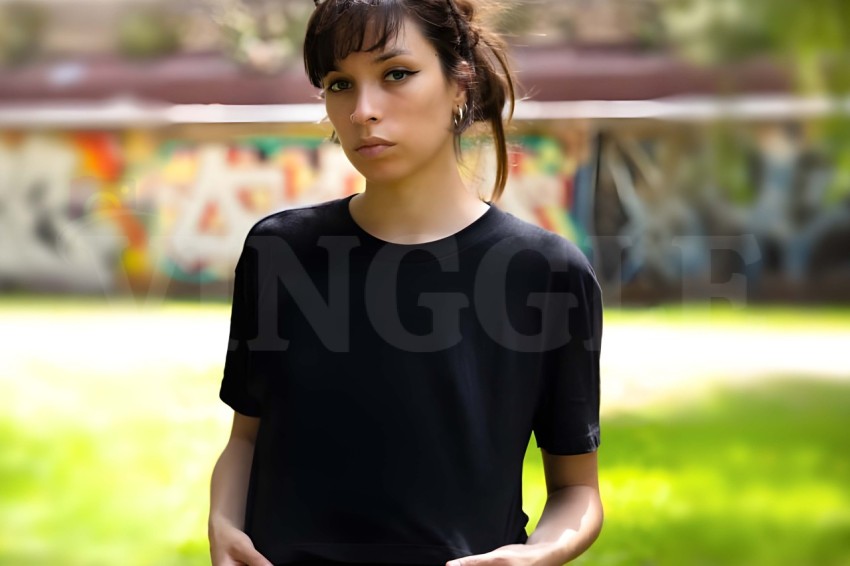 Woman Black Tshirt Free Mockup