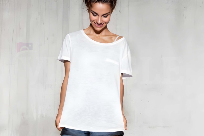 Beautiful Woman White Tshirt Free Mockup