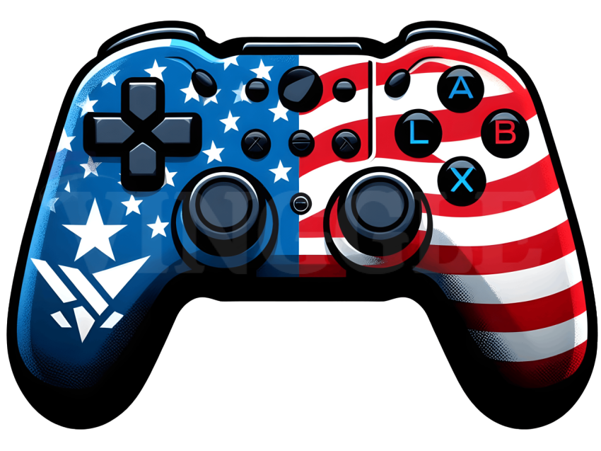 Patriotic Game Controller USA Flag Illustration