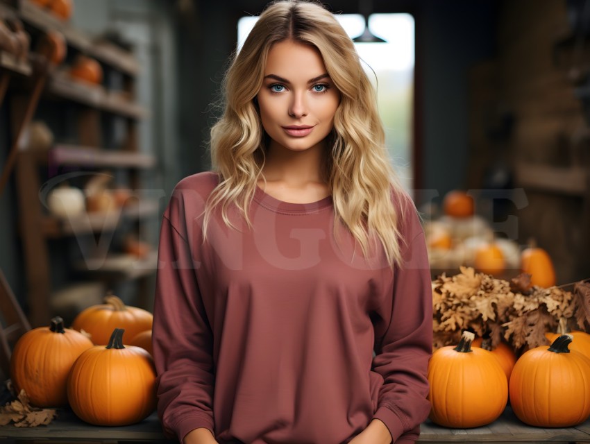 18000 Gildan Maroon Sweatshirt Halloween Free Mockup