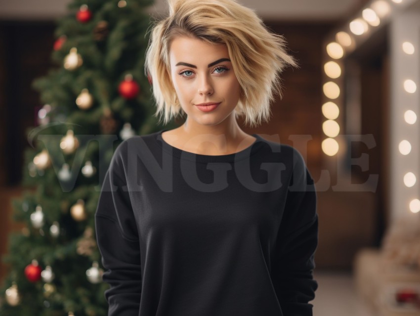 Christmas Black Gildan 18000 Sweatshirt Free Mockup