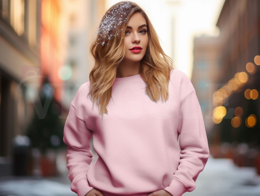 Christmas Pink Gildan 18000 Sweatshirt Free Mockup