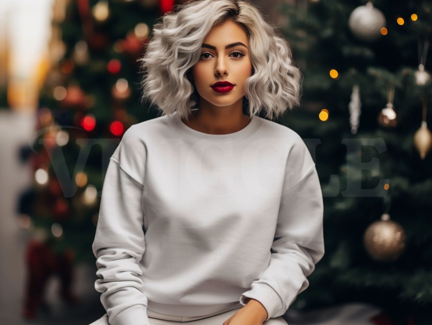 Christmas White Gildan 18000 Sweatshirt Free Mockup