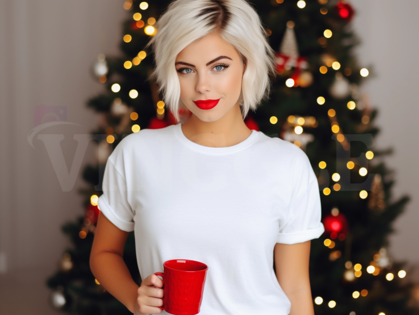 Christmas Bella Canvas 3001 White Tshirt Free Mockup