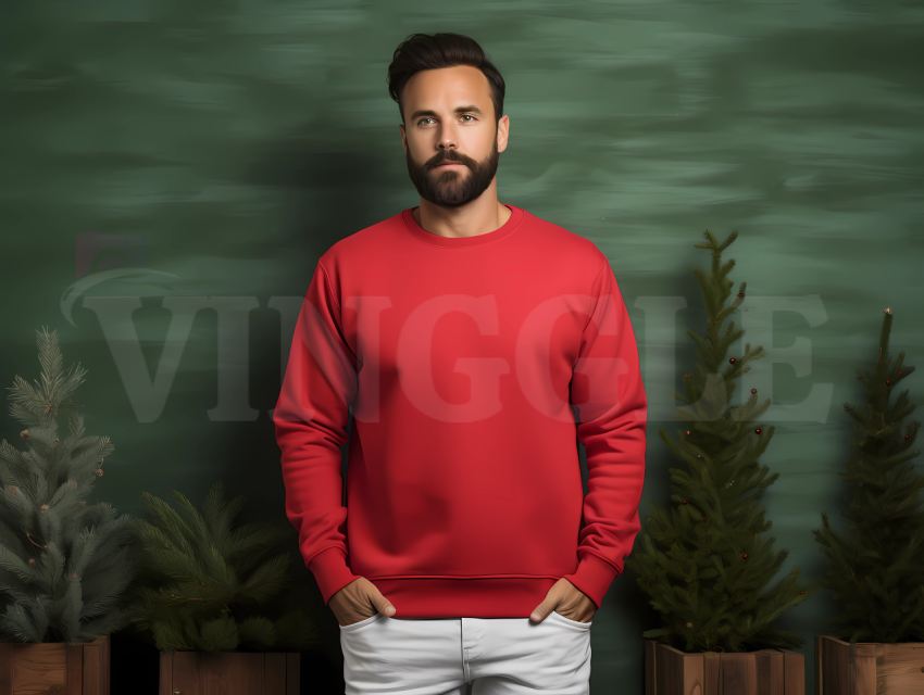 Gildan 18000 Red Man Christmas Sweatshirt Free Mockup