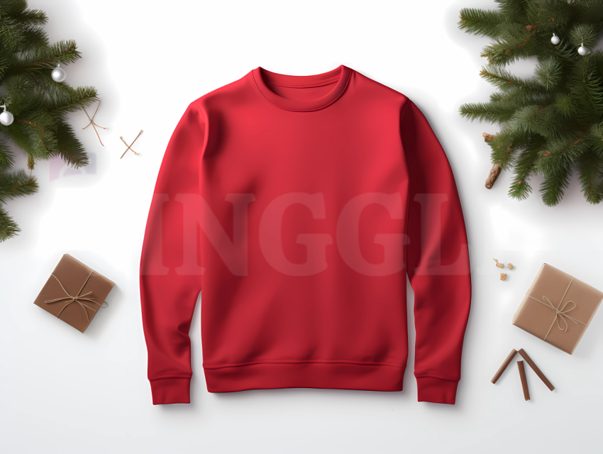 Free Gildan 18000 Red Man Christmas Sweatshirt Mockup