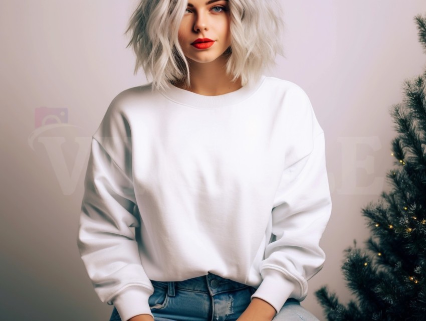 White Christmas Gildan 18000 Sweatshirt Free Mockup