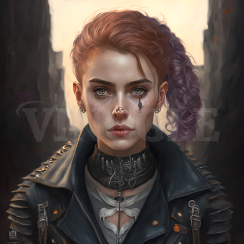 Cute Punk Scull Girl Mad Max AI-ART