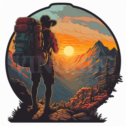 Hiker Mountain Adventure Sticker