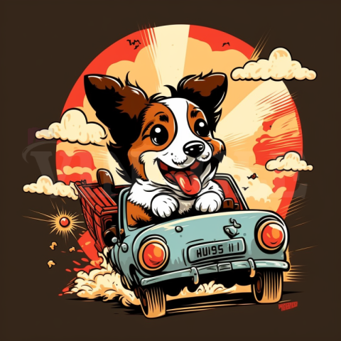 Dog Riding A 4x4 Car Tshirt Design