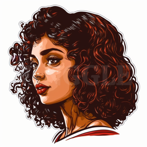 Beautiful Curly Hair Woman Sticker