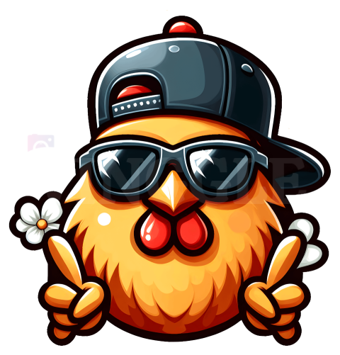 Chicken Wearing Baseball Cap and Sunglasses Free Illustration