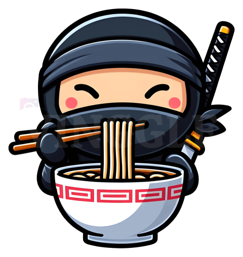 Kawaii Ninja Ramen Illustration Free PNG