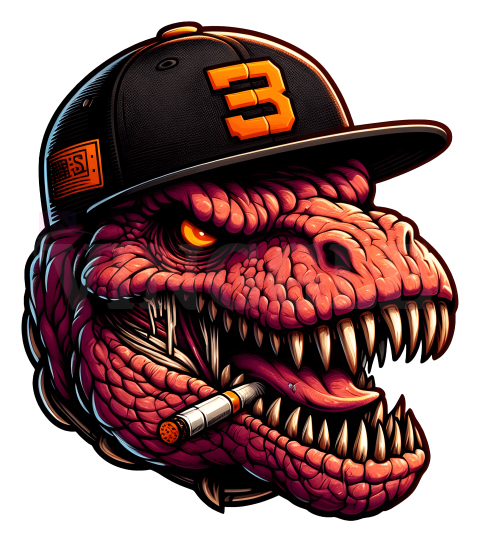 Trex Dinosaur Wearing Baseball Cap Free PNG Illustration