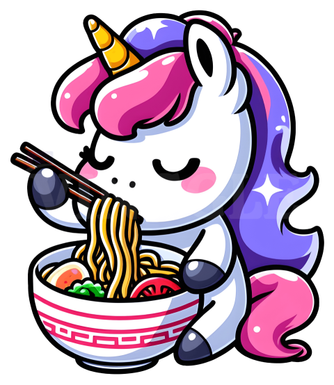 Kawaii Unicorn Ramen Free Png Illustration