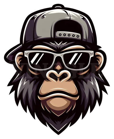 Gorilla Wearing Baseball Cap and Sunglasses Free Illustration
