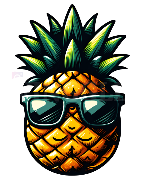 Summer Pineapple Wearing Sunglasses PNG Illustration
