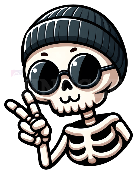 Peace Skeleton Sunglasses Hat Free Png Illustration