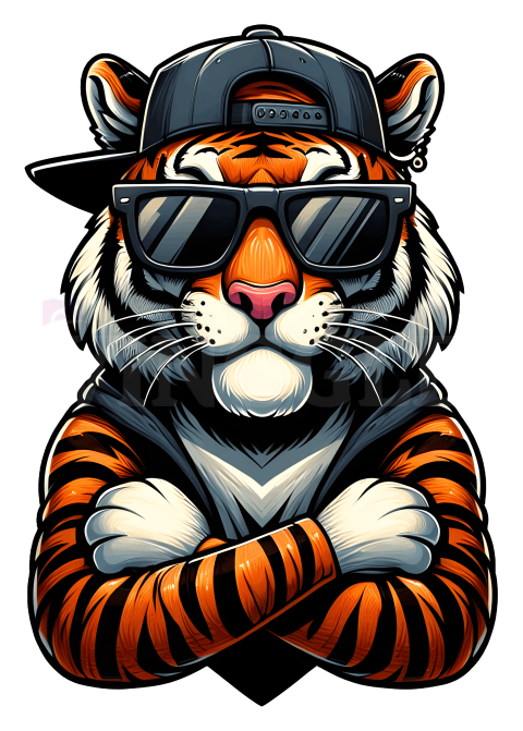 Cool Tiger Sunglasses Free PNG Illustration