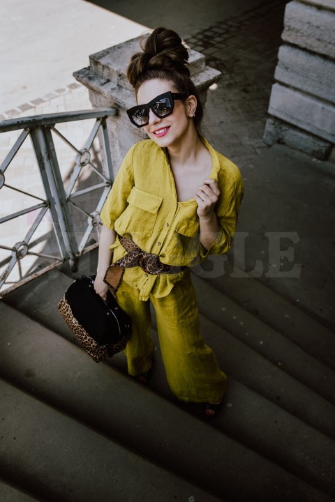 Yellow Jumpsuit wearing women