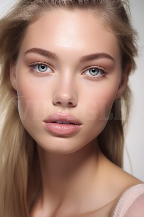 Portrait of a young beautiful woman with a Fresh and Soft Makeup