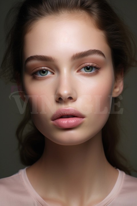 Portrait of a young beautiful woman with a Fresh and Soft Makeup