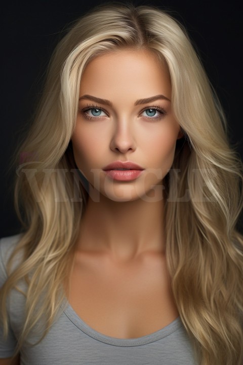 Portrait of a Young Beautiful Blonde Hair Woman