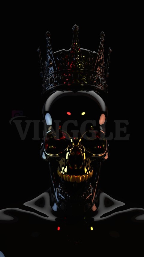 3D Dark Skull Dark Crown Phone Wallpaper