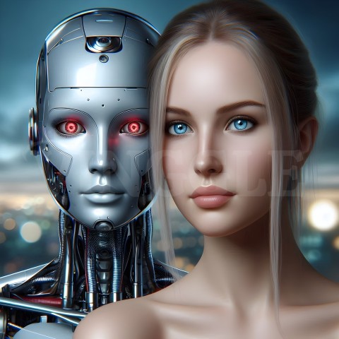 AI Robot Deep Fake Face