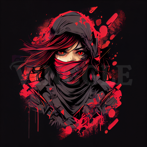 Ninja Shinobi Girl Tshirt Design