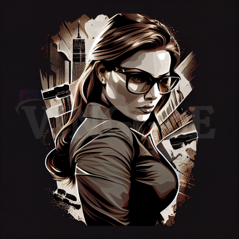 Retro Spy Woman Tshirt Design